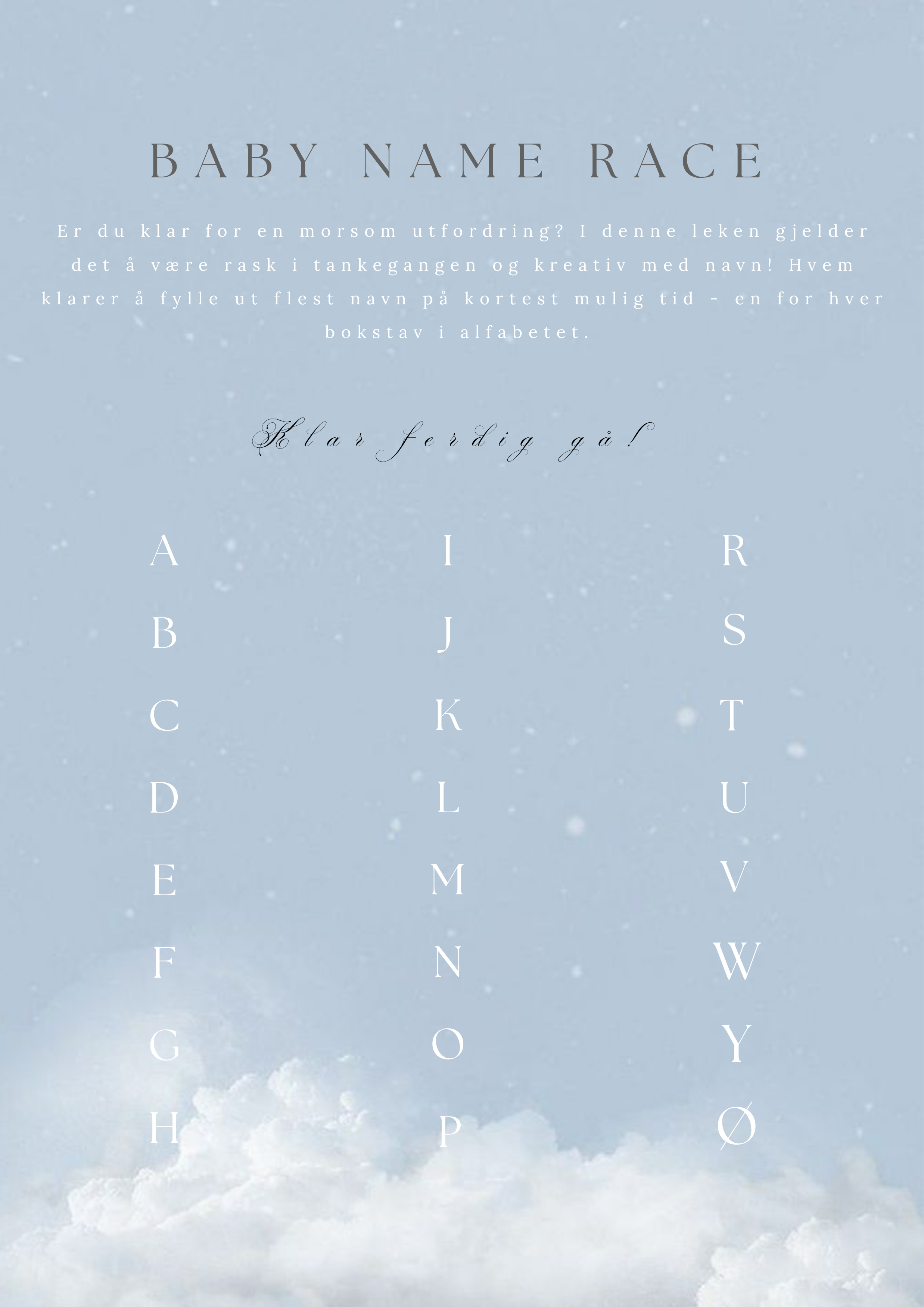 (DANSK) Baby Blue babyshowerlegesæt